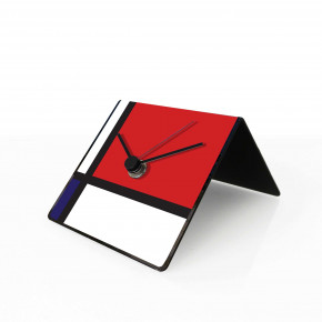 Design Object - Modello: Art Collection - Orologio da tavolo e da scrivania in metallo con calendario e magneti "MONDRIAN" - SKU: IT206 - Codice EAN: 1234567151175 