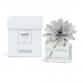 Muhà - Modello: Flower - Profumazione per ambiente diffusore in bottiglia con bastoncino a fiore - Colore: Grigio Chiaro - SKU: H309 - Codice EAN: 8054619810095 
