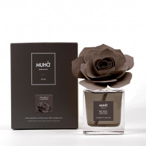 Muhà - Modello: Rose - Profumazione per ambiente diffusore in bottiglia con bastoncino a fiore - Colore: Marrone Scuro - SKU: L110 - Codice EAN: 8054619814741