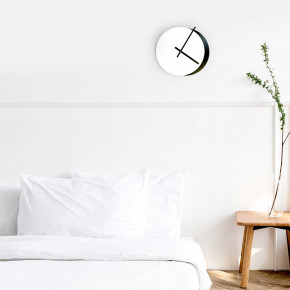 Design Object - Orologio da parete rotondo in metallo dal design moderno "ECLISSI" - Colore: Bianco/Nero - SKU: IT2049 