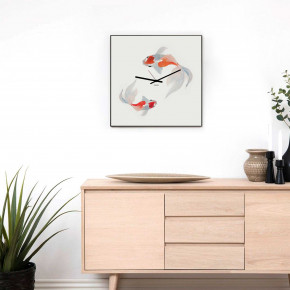 Design Object - Orologio da parete quadrato in metallo dal design moderno "CARPE KOI" - Colore: Rosso - SKU: IT907 