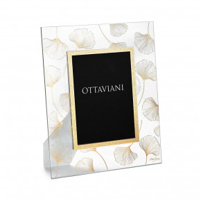 Ottaviani - Modello: Soffio - Portafoto da tavolo con cornice in cristallo e dettagli con foglie - Foto 13x18 - SKU: 6000- 