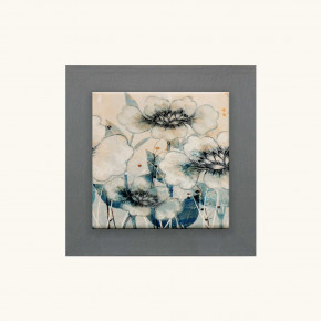 Artitalia - Quadretto in rilievo moderno in legno a tema floreale dettagli in argento 35x35 - Colore: Ardesia - Tema Quadro: Array - Realizzazione Quadro: Dipinti su Tela - SKU: PCM229