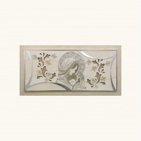 Artitalia - Capezzale con Maternità in rilievo decori materici e foglia argento 120x60 - Colore: Argento - SKU: PD6106