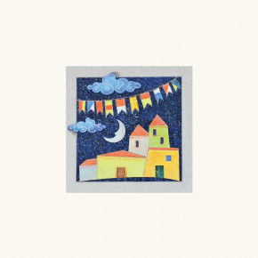 Artitalia - Pannello decò in rilievo materico con paesaggio colori fluorescenti 35x35 - Tema Quadro: Paesaggi - Realizzazione Quadro: Pannelli in Legno - SKU: PDA52 - Codice EAN: 1234567148946 