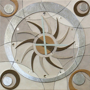 Artitalia - Orologio da parete moderno in rilievo decori materici e foglia argento "Astral" - SKU: PDOR 