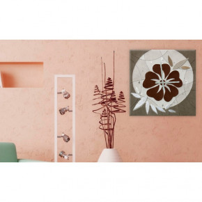 Artitalia - Orologio da parete moderno materico in rilievo dettagli foglia argento "Flower" - SKU: PDOR5 