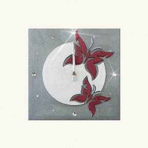 Artitalia - Orologio da parete a tema Farfalle in rilievo decori materici e glitter argento - SKU: PDOR21-