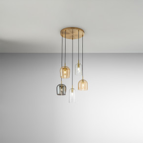 Perenz - Modello: Coro - Lampada a sospensione con 5 diffusori in vetro dal design moderno ed elegante - Attacco Lampadina: E14 - 5 Lampadine - Watt 40W - Dimmerabile: NO - Grado di Protezione: IP20 - Classe Energetica: A - SKU: 6938MC - Codice EAN: 8023559533357 