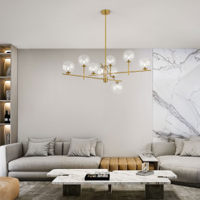 Perenz - Modello: Pyrex - Lampada a sospensione grande in metallo con 9 diffusori in vetro a boccia - Colore: Ottone - Attacco Lampadina: G9 - 9 Lampadine - Watt 8W - Dimmerabile: NO - Grado di Protezione: IP20 - SKU: 8516OB - Codice EAN: 8023559550828 