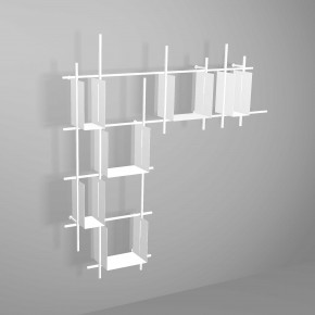 Pezzani - Modello: Libra - Libreria da parete con struttura moderna a L e con contenitori in acciaio - SKU: 0/72-6.COMP-1 