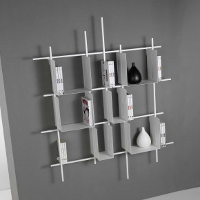 Pezzani - Modello: Libra - Libreria da parete in acciaio tubolare con contenitori in acciaio di design - SKU: 0/72-2.COMP-1 