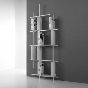 Pezzani - Modello: Libra - Libreria da parete verticale piccola di design moderno contenitori in acciaio - SKU: 0/72-3.COMP-1 