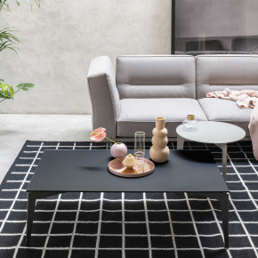 Pezzani - Modello: Nordic - - Design By: Pezzani Lab Tavolino da salotto rettangolare in acciaio sabbiato con ripiano in vetro - SKU: 0/224 