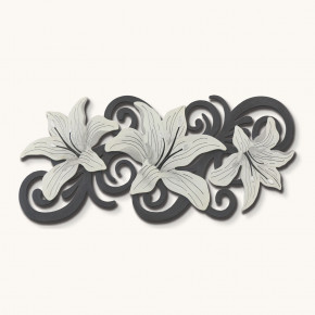 Artitalia - Quadro in legno decori materici fiori in rilievo dettagli foglia argento 155x65 - Colore: Ardesia - Tema Quadro: Array - Realizzazione Quadro: Pannelli in Legno - SKU: PS602