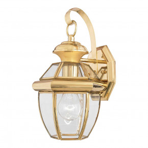 Quoizel - Modello: Newbury - Applique da parete piccola da esterni in ottone e diffusore in vetro - Colore: Ottone - Attacco Lampadina: E27 - 1 Lampadina - Watt 150W - Dimmerabile: NO - Grado di Protezione: IP44 - Classe Energetica: A - SKU: QZ-NEWBURY2-S-PB - Codice EAN: 5024005209911