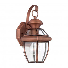 Quoizel - Modello: Newbury - Applique da parete piccola da esterni in rame massiccio e diffusore in vetro - Colore: Rame - Attacco Lampadina: E27 - 1 Lampadina - Watt 60W - Dimmerabile: NO - Grado di Protezione: IP44 - Classe Energetica: A - SKU: QZ-NEWBURY2-S-AC - Codice EAN: 5024005345015 