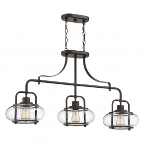 Quoizel - Modello: Trilogy - Lampada a sospensione lineare moderna in acciaio con 3 diffusori in vetro - Colore: Bronzo - Attacco Lampadina: E27 - 3 Lampadine - Watt 60W - Dimmerabile: NO - Grado di Protezione: IP20 - Classe Energetica: A - SKU: QZ-TRILOGY-ISLE-OZ - Codice EAN: 5024005597216 