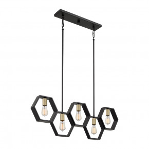 Quoizel - Modello: Bismarck - Lampadario lineare struttura in acciaio dal design moderno a 5 luci - Colore: Nero - Attacco Lampadina: E27 - 5 Lampadine - Watt 60W - Dimmerabile: NO - Grado di Protezione: IP20 - Classe Energetica: A - SKU: QZ-BISMARCK-ISLE-EK - Codice EAN: 5024005593218 