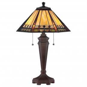 Quoizel - Modello: Arden - Lampada da scrivania classica in metallo con paralume in vetro tiffany a 2 luci - Colore: Bronzo - Attacco Lampadina: E27 - 2 Lampadine - Watt 60W - Dimmerabile: NO - Grado di Protezione: IP20 - Classe Energetica: A - SKU: QZ-ARDEN-TL - Codice EAN: 5024005211013 