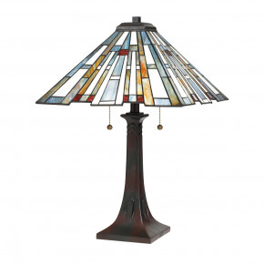 Quoizel - Modello: Maybeck - Lampada da tavolo a 2 luci con struttura in acciaio e paralume in vetro - Colore: Bronzo - Attacco Lampadina: E27 - 2 Lampadine - Watt 60W - Dimmerabile: NO - Grado di Protezione: IP20 - Classe Energetica: A - SKU: QZ-MAYBECK-TL - Codice EAN: 5024005711711 