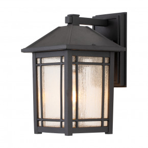 Quoizel - Modello: Cedar Point - Lanterna da parete media in alluminio e diffusore in vetro dal design rustico - Colore: Nero - Attacco Lampadina: E27 - 1 Lampadina - Watt 60W - Dimmerabile: NO - Grado di Protezione: IP44 - Classe Energetica: A - SKU: QZ-CEDAR-POINT-M-BK - Codice EAN: 5024005593713 