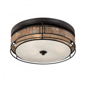 Quoizel - Modello: Laguna - Plafoniera grande con struttura in metallo rotonda diffusore in vetro a 3 luci - Colore: Rame - Attacco Lampadina: E27 - 3 Lampadine - Watt 40W - Dimmerabile: NO - Grado di Protezione: IP20 - Classe Energetica: A - SKU: QZ-LAGUNA-F-L - Codice EAN: 5024005315209 