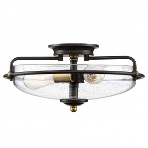 Quoizel - Modello: Griffin - Plafoniera moderna con struttura in acciaio con diffusore in vetro trasparente - Colore: Bronzo - Attacco Lampadina: E27 - 3 Lampadine - Watt 60W - Dimmerabile: NO - Grado di Protezione: IP20 - Classe Energetica: A - SKU: QZ-GRIFFIN-F-C-PNAB - Codice EAN: 5024005237105 