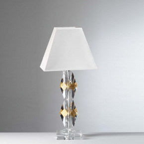 Ranoldi - Modello: Mosaico - Lampda da tavolo in cristallo con paralume in tessuto - Colore: Trasparente - Attacco Lampadina: E14 - 1 Lampadina - Watt 40W - Dimmerabile: NO - Grado di Protezione: IP20 - SKU: LC386 - Codice EAN: 1234567180281 