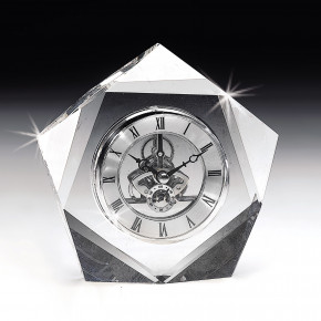 Ranoldi - Orologio da tavolo a forma di stella in cristallo con meccanismo a vista - Colore: Trasparente - SKU: C6002 - Codice EAN: 7654321008783 