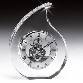 Ranoldi - Orologio da tavolo in cristallo con meccanismo a vista - Colore: Trasparente - SKU: C6001 - Codice EAN: 7654321008776 