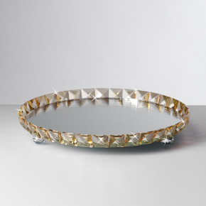 Ranoldi - Vassoio rotondo con base in vetro e perimetro in cristalli - Colore: Trasparente - SKU: CX5395 - Codice EAN: 1234567180328 