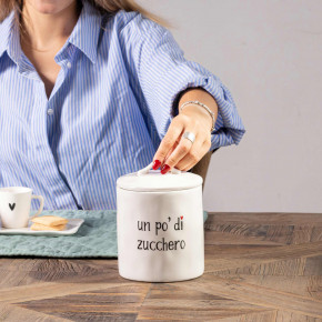 Simple Day - Modello: Un po di Zucchero - Barattolo ermetico per zucchero in ceramica - Colore: Bianco - SKU: 10010692 - Codice EAN: 8056284701159