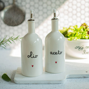 Simple Day - Modello: Cuore - Bottiglia in ceramica per olio - Colore: Bianco - SKU: 10010753 - Codice EAN: 8056284705744 