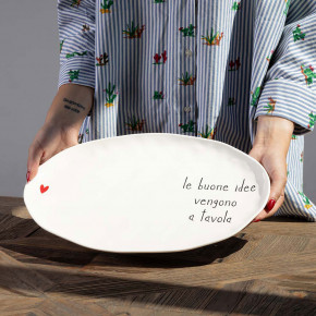 Simple Day - Modello: Le buone idee - Piatto da portata ovale in ceramica dal design moderno - Colore: Bianco - SKU: 10010696 - Codice EAN: 8056284701197