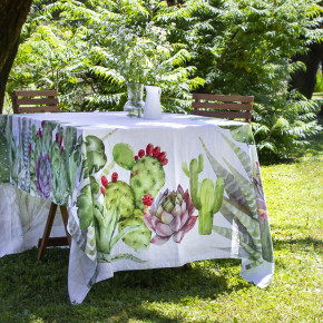 Simple Day - Modello: Piante Grasse - Tovaglia da tavola 160x320 - Colore: Bianco/Verde - SKU: 10010381 - Codice EAN: 8056284704686 