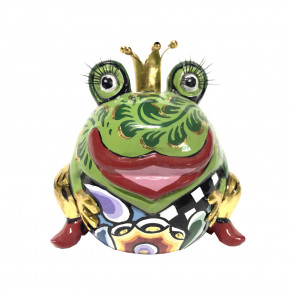 Tom's Drag - Scultura da tavolo in marmorino dal design eclettico con re dei ranocchi - Colore: Verde/Oro - SKU: TOM004435 - Codice EAN: 1234567156255 