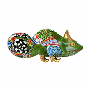 Tom's Drag - Scultura da tavolo in resina dal design eclettico con Camaleonte Camilla - Colore: Verde - SKU: TOM004500 - Codice EAN: 7654321008660 