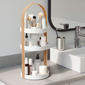 Umbra - Modello: Bellwood - Organizer per bagno - Colore: Bianco/Legno Naturale - SKU: 1015098-668 - Codice EAN: 028295351959 