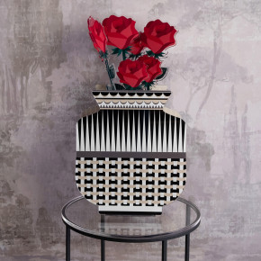 Vesta - Modello: Fenice - Vaso piccolo dal design moderno in plexiglass con decoro Basic - SKU: 04321D32 - Codice EAN: 8059692107254 