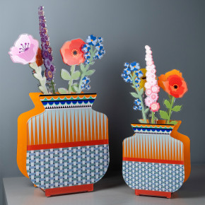 Vesta - Modello: Fenice - Vaso piccolo dal design moderno in plexiglass con decoro Osaka - SKU: 0432123 - Codice EAN: 8059692105298 