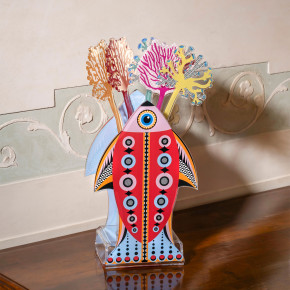 Vesta - Modello: Pesce - Vaso grande in plexiglass con portafiori in vetro dal design moderno - Colore: Rosso - SKU: 7502884 - Codice EAN: 8059692108350 