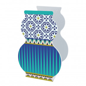 Vesta - Modello: Giudecca - Vaso grande in plexiglass dal design moderno con decoro Santorini - Colore: Blu - SKU: 0432025 - Codice EAN: 8059692105281 