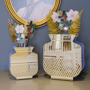 Vesta - Modello: Fenice - Vaso grande in vetro con coprivaso in plexiglass - Colore: Oro - SKU: 0432228 - Codice EAN: 2076803000002 