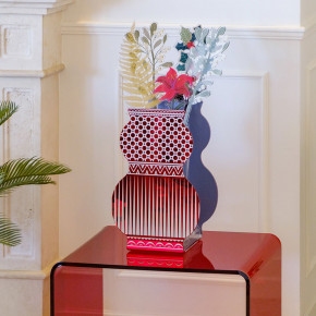 Vesta - Modello: Giudecca - Vaso grande in vetro con coprivaso in plexiglass - Colore: Rosso - SKU: 0432027 - Codice EAN: 2077864000000 