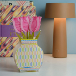 Vesta - Modello: Lisbona - Vaso piccolo in plexiglas con contenitore fiori in vetro dal design moderno - Colore: Rosa - SKU: 7504584 - Codice EAN: 8056622712366 