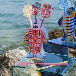 Vesta - Modello: Pesce - Vaso piccolo in plexiglass con portafiori in vetro dal design moderno - Colore: Rosso - SKU: 7502784 - Codice EAN: 8059692108343 