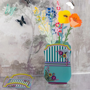 Vesta - Modello: Bucarest - Vaso piccolo in vetro con copertura in plexiglass - Colore: Azzurro - SKU: 03790DAN - Codice EAN: 2069243000008 