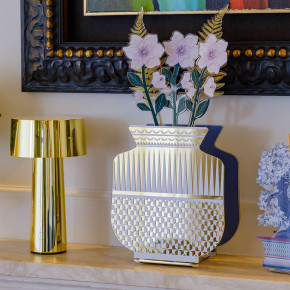 Vesta - Modello: Fenice - Vaso piccolo in vetro con coprivaso in plexiglass - Colore: Oro - SKU: 0432128 - Codice EAN: 2077600000004 