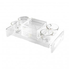 Vesta - Vassoio con 4 tazzine in vetro e zuccheriera - Colore: Trasparente - SKU: 537694T 